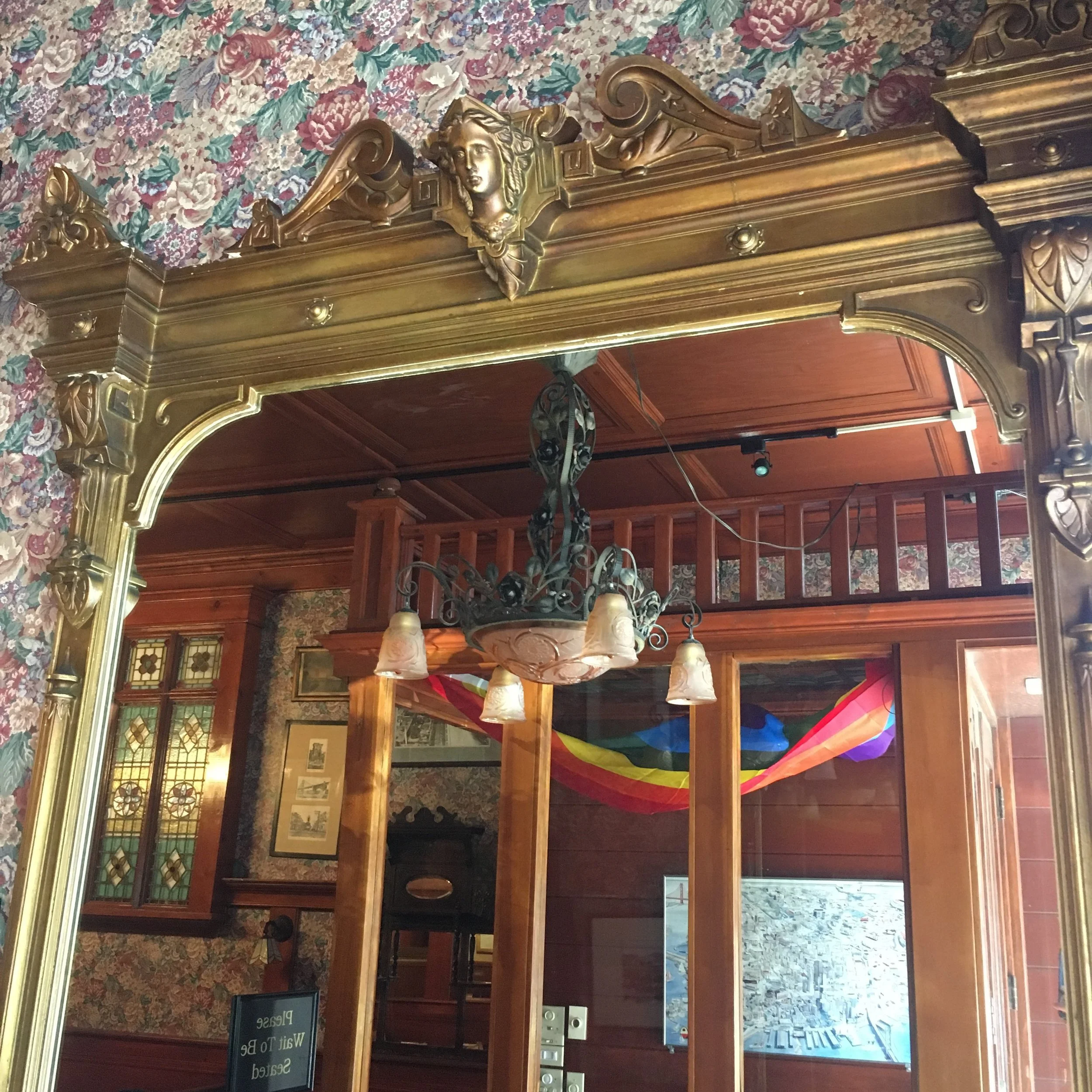 The historic woodwork and wallpaper inside The Sausage Factory